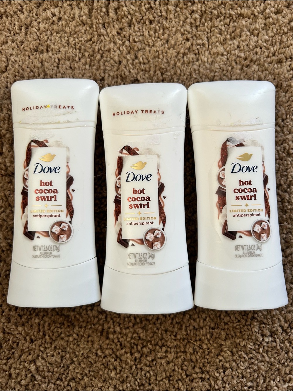 3x Dove Women's Antiperspirant Limited Edition Hot Cocoa Swirl, 2.6oz Each